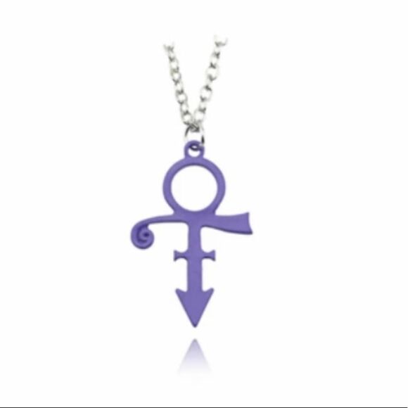 Prince Symbol Pendant W/ Chain, Purple Necklace, Love Symbol Charm Purple Rain - Picture 1 of 1